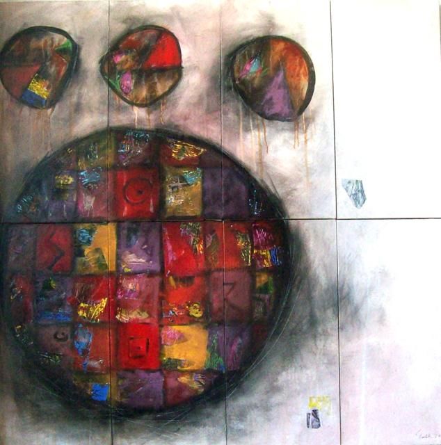 Peinture intitulée "rencontre des civil…" par Rachid Mortaki, Œuvre d'art originale, Huile