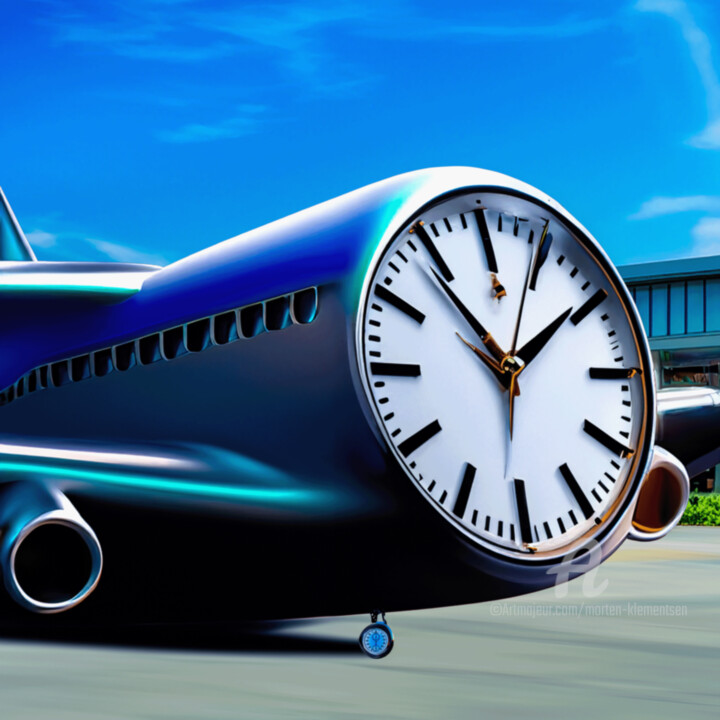 「"ON TIME AIRLINES"」というタイトルのデジタルアーツ Morten Klementsenによって, オリジナルのアートワーク, AI生成画像