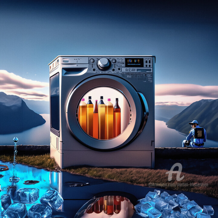 Digital Arts titled ""WASHING MACHINE No…" by Morten Klementsen, Original Artwork, AI generated image