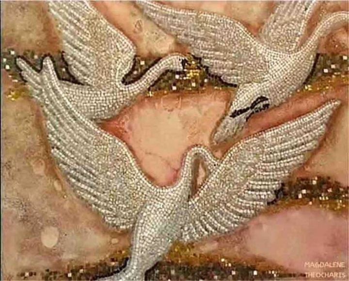 Artcraft titled "FLYING SWANS" by Magdalene Theocharis, Original Artwork