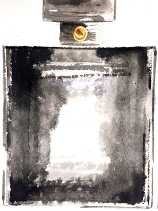Pintura titulada "Parfum noir sensuel" por Mosa, Obra de arte original, Acuarela