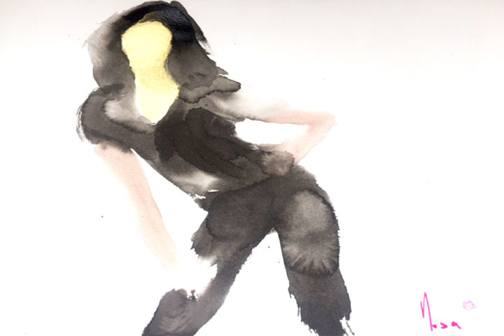 Картина под названием "Fashion girl" - Mosa, Подлинное произведение искусства, Чернила