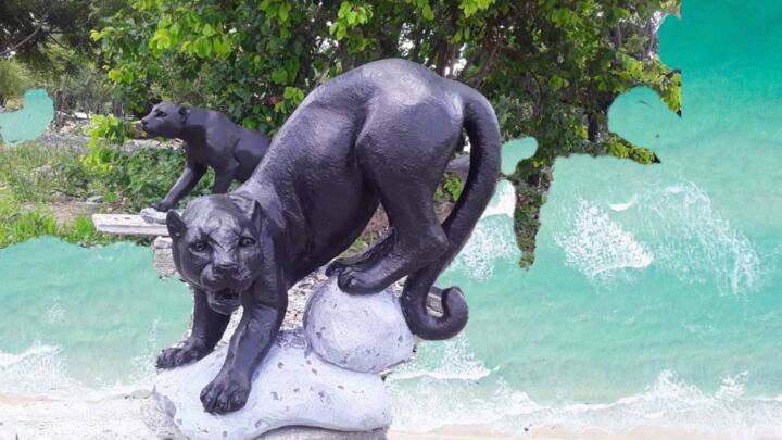 Sculpture titled "Black Panther" by Moses Mangenda, Original Artwork, Stone