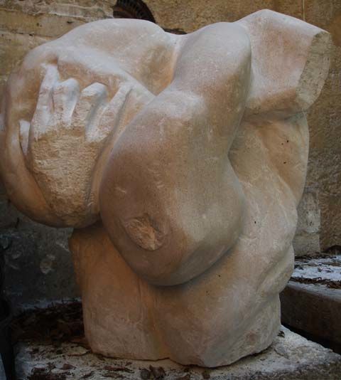 Sculpture titled "Poitrine O - (autre…" by Michel Moskovtchenko, Original Artwork, Stone