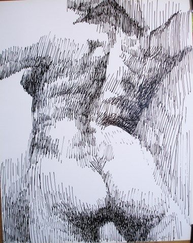 Drawing titled "1986 LE DOS" by Michel Moskovtchenko, Original Artwork, Other