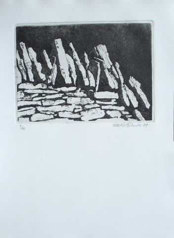 Printmaking titled "1971 LE PETIT MUR" by Michel Moskovtchenko, Original Artwork