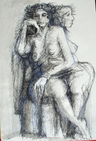 Drawing titled "NANCY" by Michel Moskovtchenko, Original Artwork, Ink