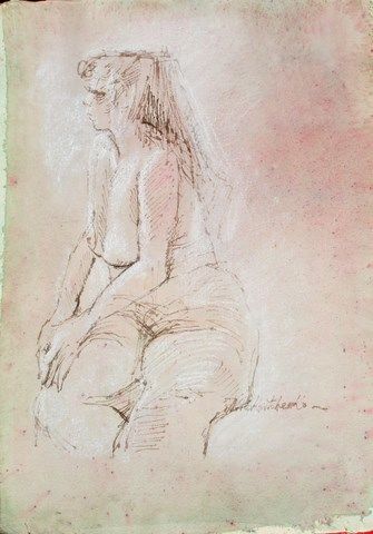 Drawing titled "LA FILLE DU NOTAIRE" by Michel Moskovtchenko, Original Artwork, Other
