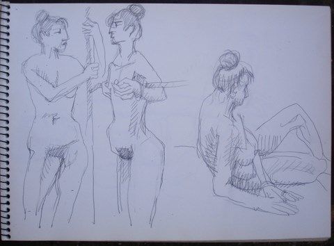 Drawing titled "CLAIRE 3 POSES" by Michel Moskovtchenko, Original Artwork, Other