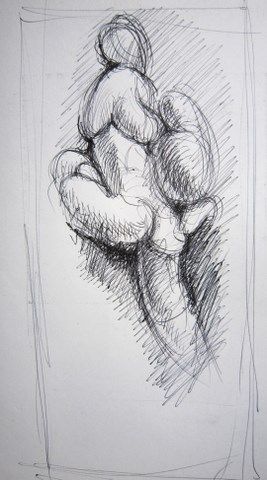 Tekening getiteld "FEMME EN MOUVEMENT" door Michel Moskovtchenko, Origineel Kunstwerk, Anders