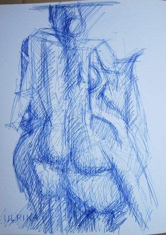 Drawing titled "1993 ULRIKA  LA CAV…" by Michel Moskovtchenko, Original Artwork, Ballpoint pen