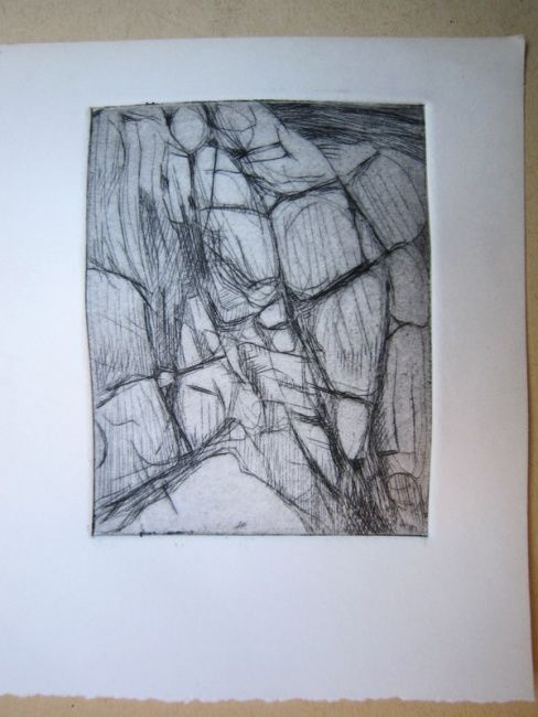 Drawing titled "ROCHERS  Burin" by Michel Moskovtchenko, Original Artwork, Other