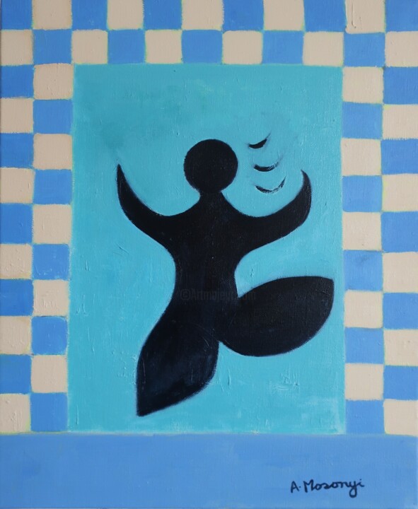 Картина под названием "DANSEUSE INDIGO" - Adele Mosonyi, Подлинное произведение искусства, Масло Установлен на Деревянная ра…