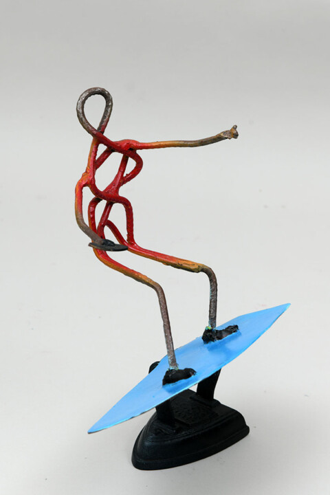 Skulptur mit dem Titel "water ski" von Moti Bazak, Original-Kunstwerk, Metalle