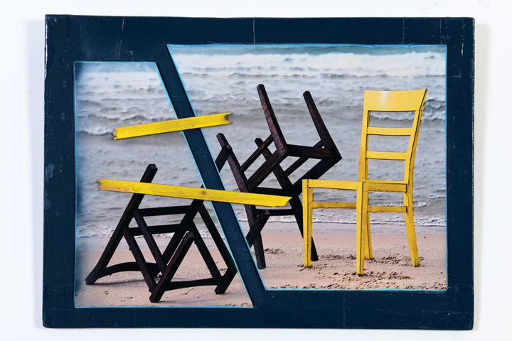 Collages titled "Family safe" by Moti Bazak, Original Art, Collages Mounted on Wood Panel