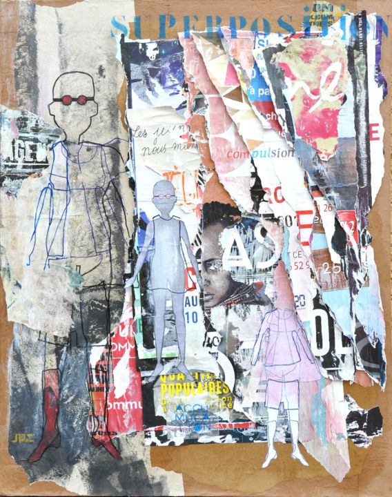 Collages intitulée "SUPERPOSITION" par Laurence Motot, Œuvre d'art originale, Collages
