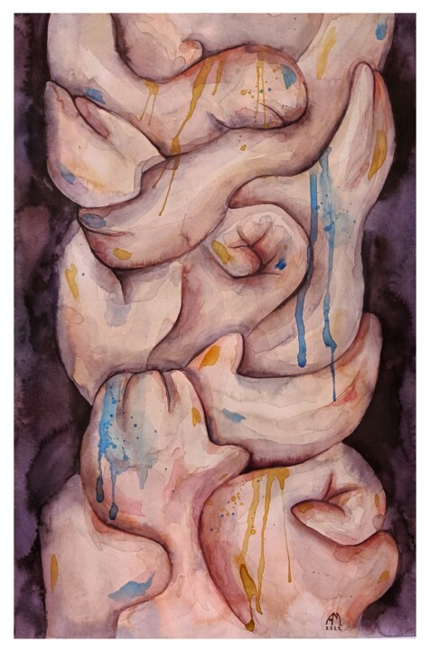 Painting titled "The Mutual support" by Anna Motrych, Original Artwork, Watercolor