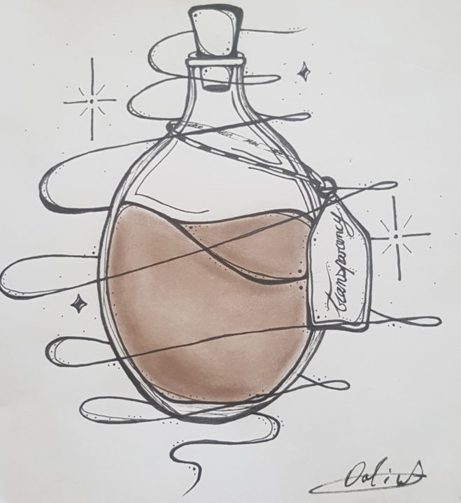 Drawing titled "Potion transparency" by Madame Seize (Madame), Original Artwork, Ballpoint pen
