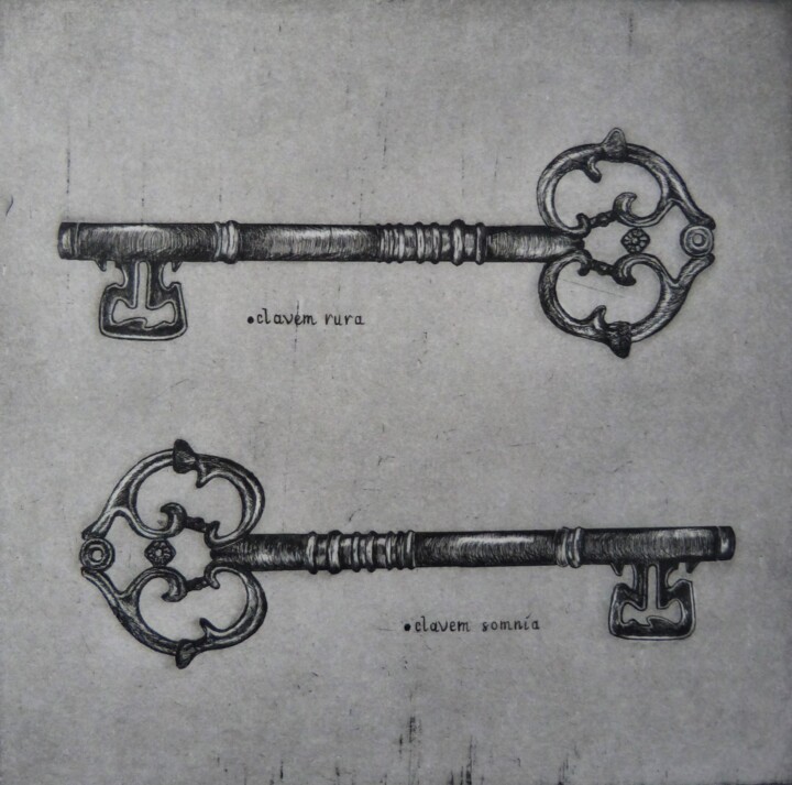 Impressões e gravuras intitulada "clef des champs, cl…" por Mouche Lagé, Obras de arte originais, Gravação