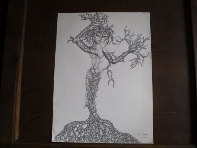 Dessin intitulée "femme-arbre" par Brigitte Burel-Lachambre, Œuvre d'art originale, Autre