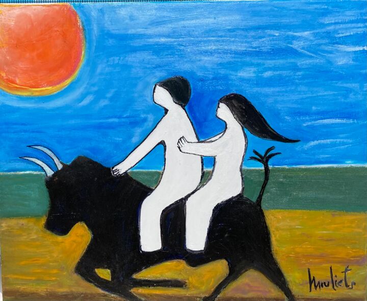 Картина под названием "Le voyage" - Mariam Mouliets, Подлинное произведение искусства, Масло