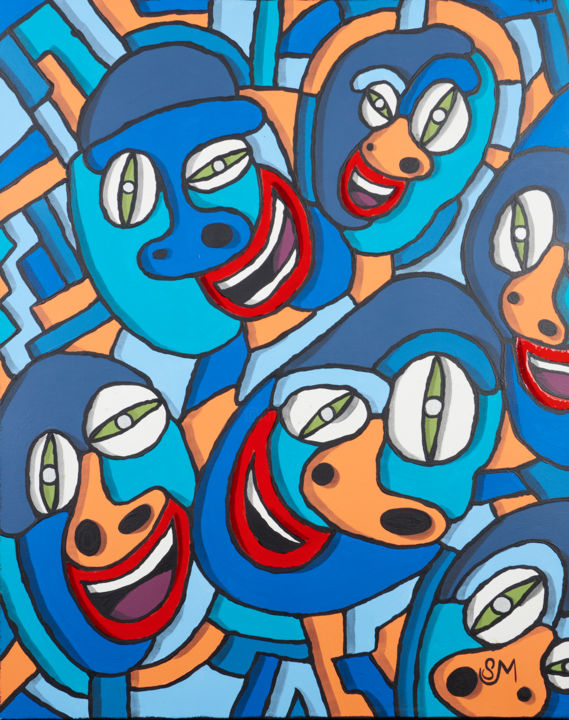 Painting titled "Clowns" by Stéphane Moulin, Original Artwork, Acrylic