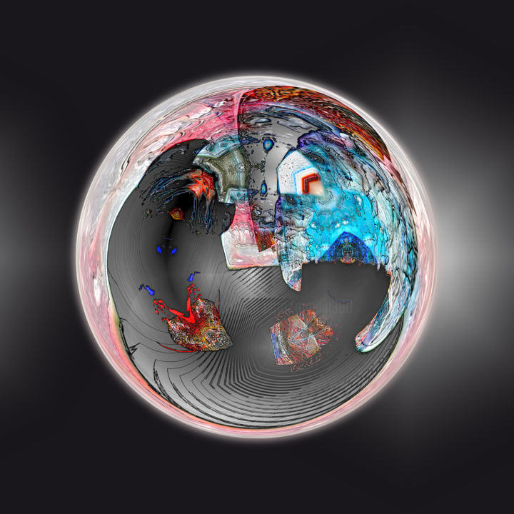 Digitale Kunst mit dem Titel "Abstract Planet 32" von Pascal Moulin, Original-Kunstwerk, 2D digitale Arbeit