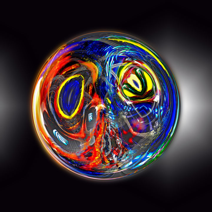 Digitale Kunst mit dem Titel "Abstract Planet 206" von Pascal Moulin, Original-Kunstwerk, 2D digitale Arbeit