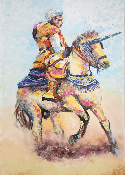 Peinture intitulée "L'Élégance de Tbori…" par Moulouki Houssine, Œuvre d'art originale, Acrylique Monté sur Châssis en bois