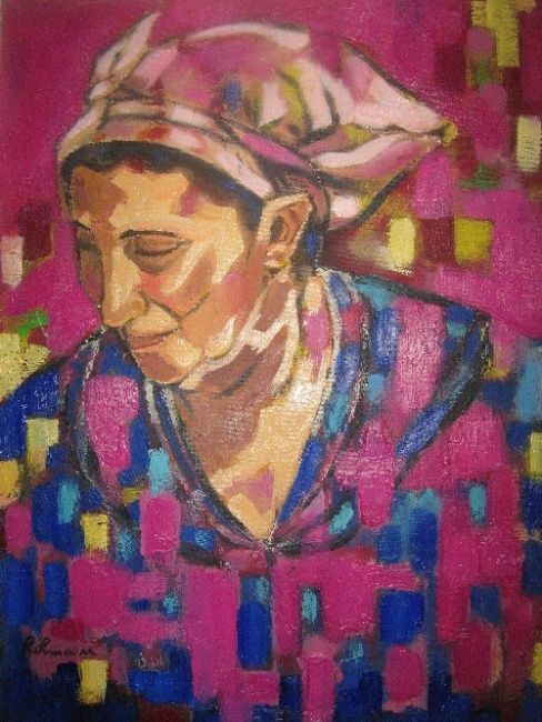 Malarstwo zatytułowany „Femme kabyle” autorstwa Rahmouna Boudjellal, Oryginalna praca