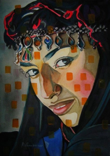 Peinture intitulée "Regard de femme" par Rahmouna Boudjellal, Œuvre d'art originale