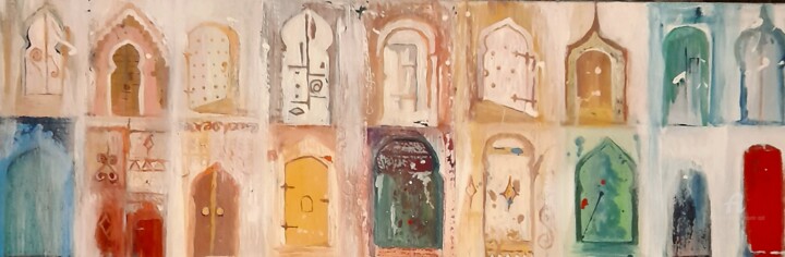 Malarstwo zatytułowany „Medina” autorstwa Mounir Ajal, Oryginalna praca, Akryl