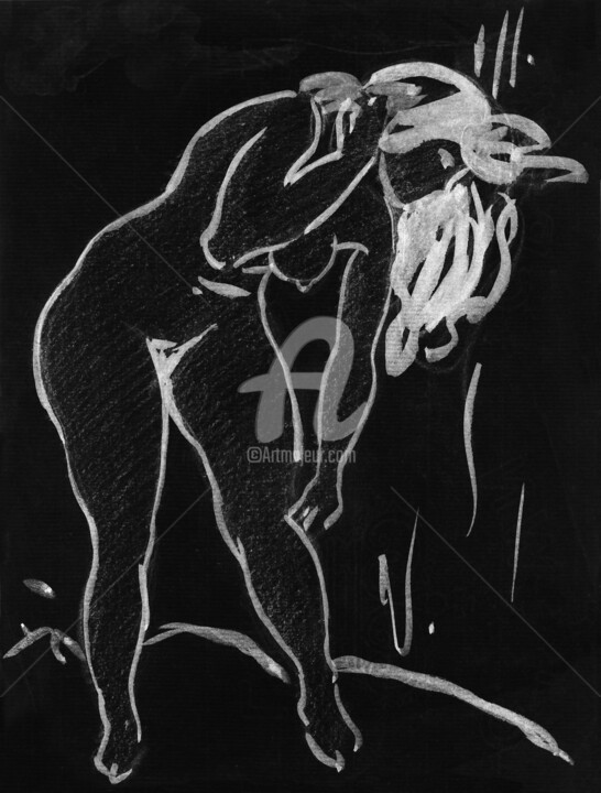 Digital Arts titled "Chalk drawing of na…" by Mounir Khalfouf, Original Artwork, 2D Digital Work