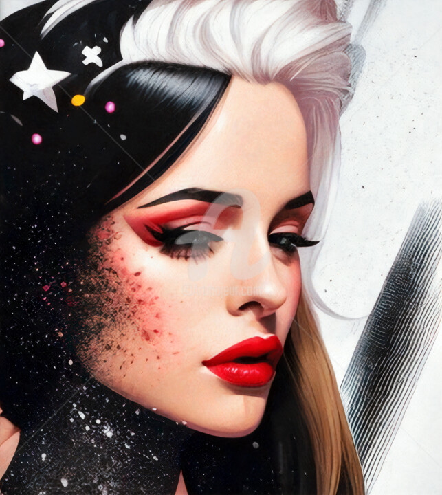 Arts numériques intitulée "Red Lipstick" par Mounir Khalfouf, Œuvre d'art originale, Image générée par l'IA