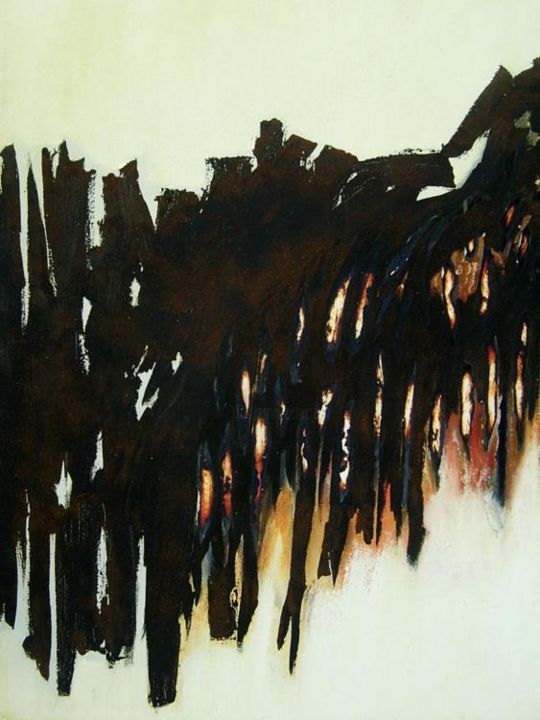 Peinture intitulée "lumiére sous terre" par Menara, Œuvre d'art originale