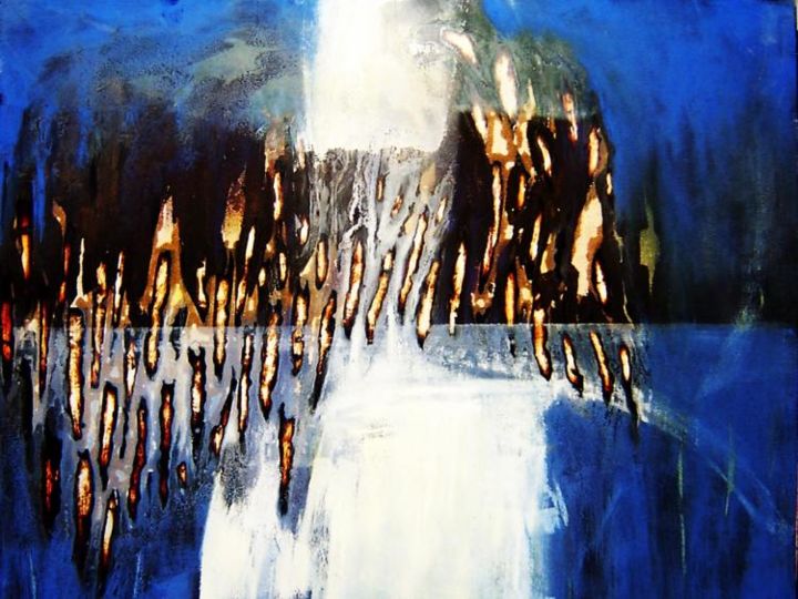 Peinture intitulée "lumiére sous l'eau" par Menara, Œuvre d'art originale