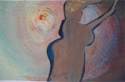 Peinture intitulée "adam et eve" par Mountassir Chemao, Œuvre d'art originale, Huile