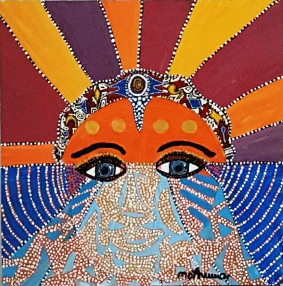 Peinture intitulée "SOLEIL" par Mounya Ammor, Œuvre d'art originale, Acrylique