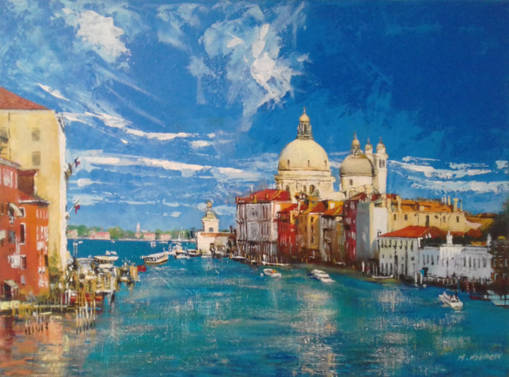 Painting titled "Venise" by Moussa Moum, Original Artwork, Acrylic