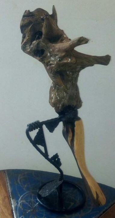 Скульптура под названием "la-colere-2.jpg" - Moussa Sawadogo, Подлинное произведение искусства, Дерево