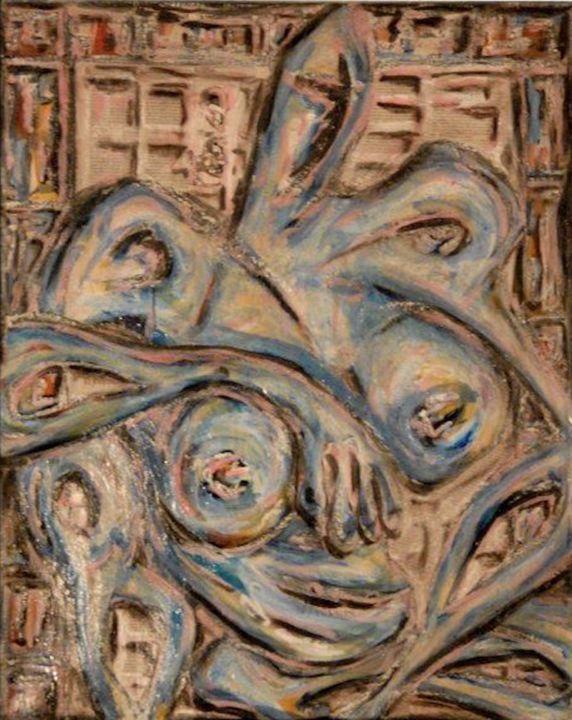 Pintura intitulada "Mama bleue" por Moussa Dazi, Obras de arte originais, Acrílico