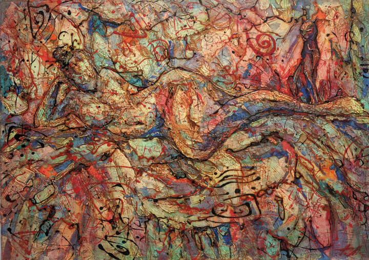 Ζωγραφική με τίτλο "Relaxation" από Movses Petrosyan, Αυθεντικά έργα τέχνης, Ακρυλικό