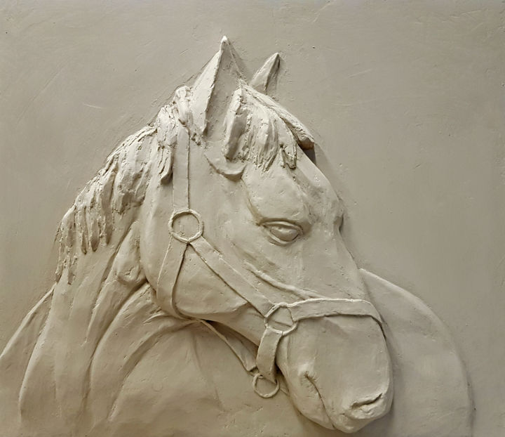 Escultura intitulada "The Horse" por Tigran Movsisyan, Obras de arte originais, Gesso