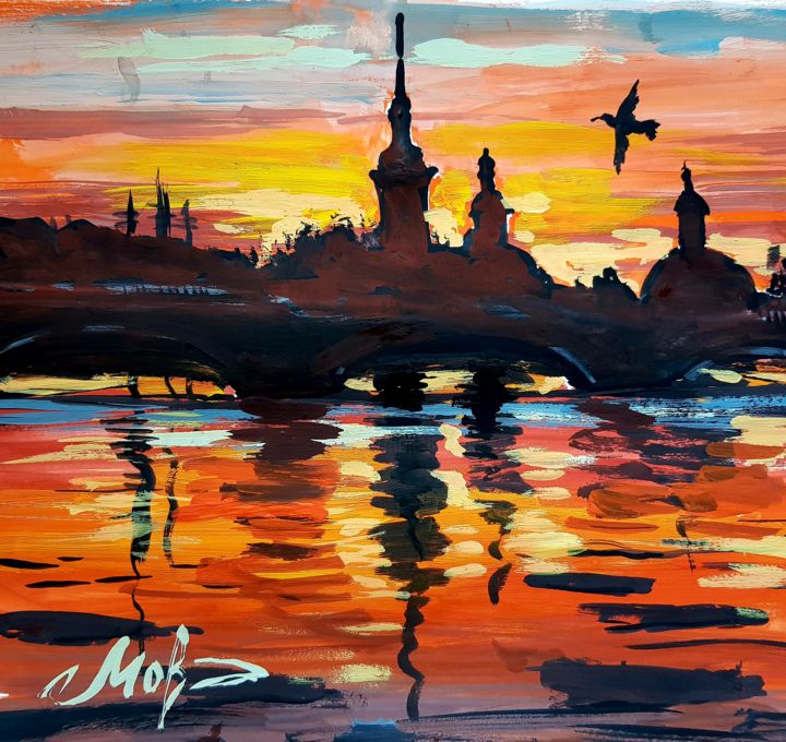 Malerei mit dem Titel "Peter Paul Fortress…" von Tigran Movsisyan, Original-Kunstwerk, Gouache