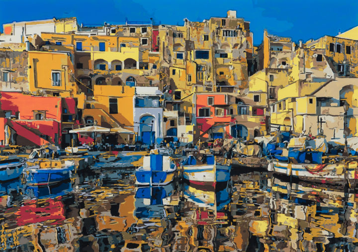 Pittura intitolato "Procida" da Marco Barberio, Opera d'arte originale, Acrilico Montato su Barella di tela
