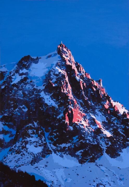 Painting titled "Chamonix-Mont-Blanc" by Marco Barberio, Original Artwork, Acrylic Mounted on Wood Stretcher frame