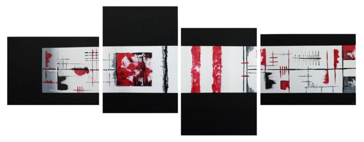 Peinture intitulée "LINE red 2" par Mp Abstrait, Œuvre d'art originale, Acrylique