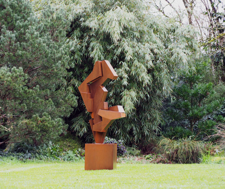 Sculpture titled "Emphase linéaire" by Mpcem, Original Artwork, Metals