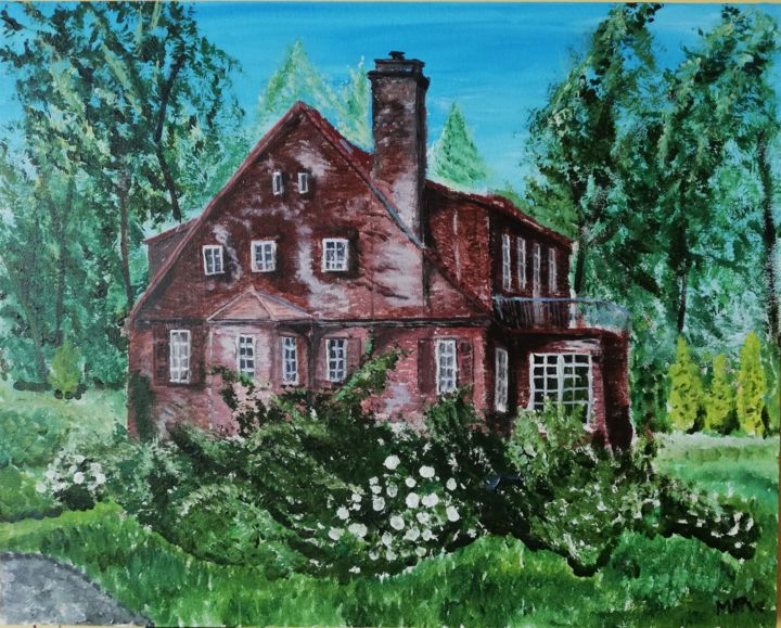 Malerei mit dem Titel "Silesian villa" von Mirosława Porembska-Wojtowicz, Original-Kunstwerk, Acryl