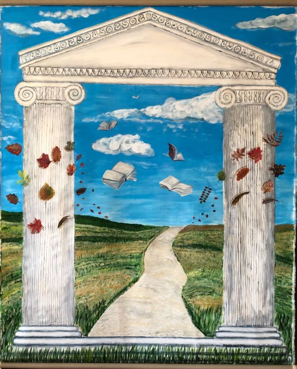 Malerei mit dem Titel "Gate to knowledge" von Mirosława Porembska-Wojtowicz, Original-Kunstwerk, Acryl